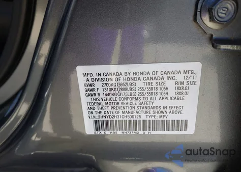2012 Acura Mdx Technology Package from USA, damaged, VIN 2HNYD2H31CH506125